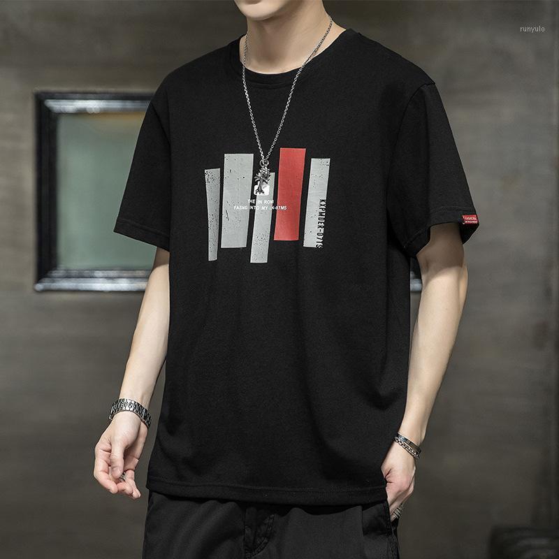

Men T Shirt Cotton Summer Loose Print Shirts Casual O-neck Tshirt Short Sleeve T-shirt Male Tee White Bottoming Men's T-Shirts, T339 black