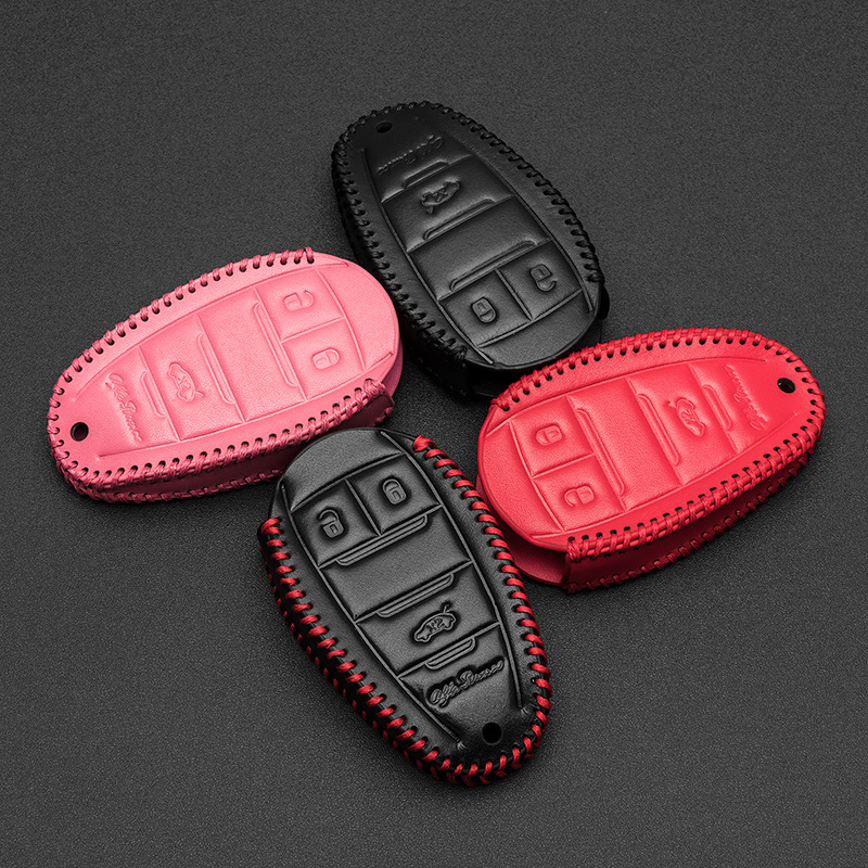 

Car Key Bag Case Genuine Leather Key Cover For Alfa Romeo Giulia Stelvio 2017-20