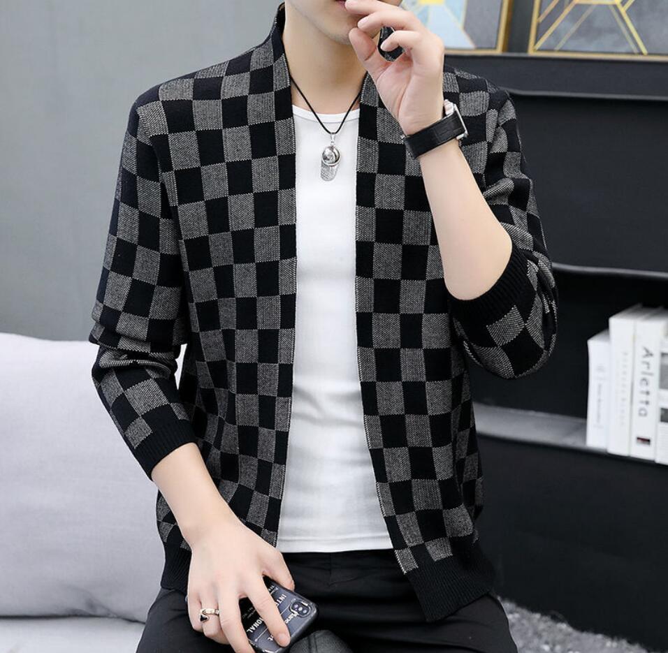 

Men's casual sweater jacket high-end knitted jacket European station autumn and winter new trend fashion jacquard zipper shirt, W2