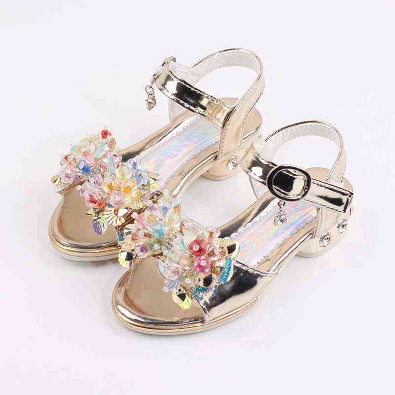 

Girls Sandals For Children Princess Shoes Kids Baby Girls Fashion Shoes With Rhinestone Bow Summer High-Heeled Child Party Shoes G220418, Pink purple 3