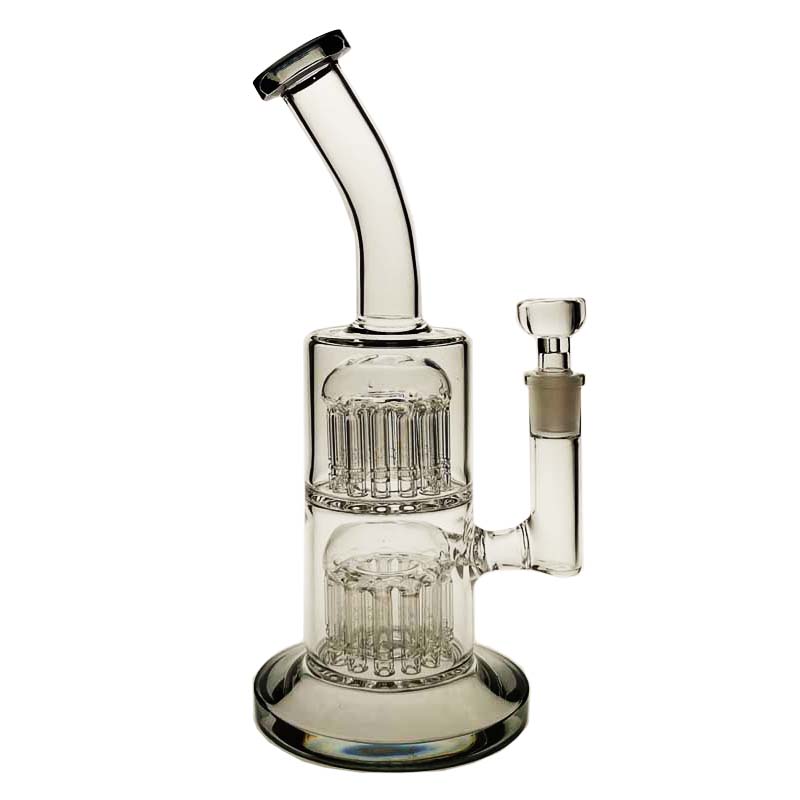 

SAML Hookahs GLASS 10-11 Inch Tall DOUBLE MICRO 13 TO 13 arms trees bong percolator connected with bottom glass oil rig Joint size 14.4mm PG5092