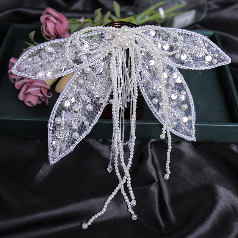 

Hair Clips & Barrettes Fashion Silver Color Tassel Bow Knot Headpiece Wedding Bridal Accessories Handmade Pearls Crystal Sequins Women Headb