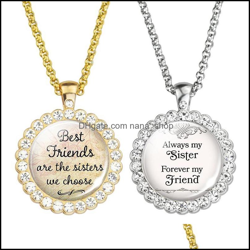 

Pendant Necklaces Pendants Jewelry Friendship Quote Necklace Rhinestone Crystal Friend Sisters G Dhius