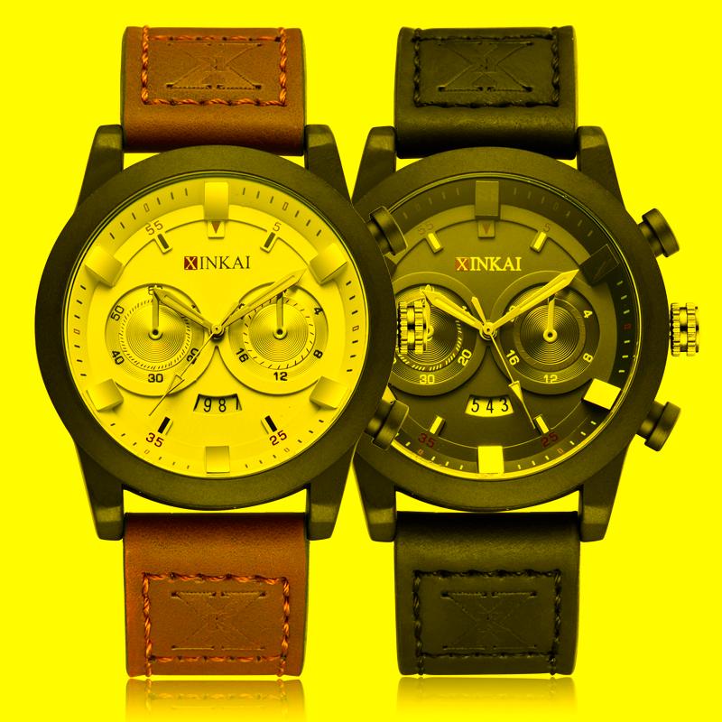 

Wristwatches Men Sport Mechanical Watches Clock Man Army Military Leather Wrist Watch Analog Male Relogio MasculinoWristwatches Wristwatches, Brown