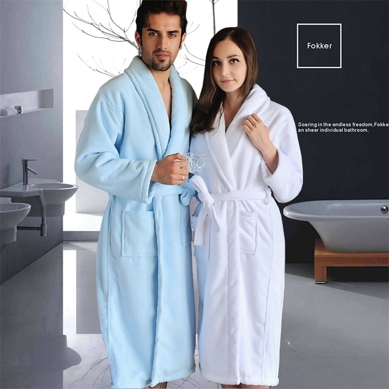 

Lovers Thick Lovers Bathrobe Men Soft Warm Winter Kimono Bath Robe Towel Fleece Kimono Couple Dressing Gown White Bridesmaid 201109, Beige