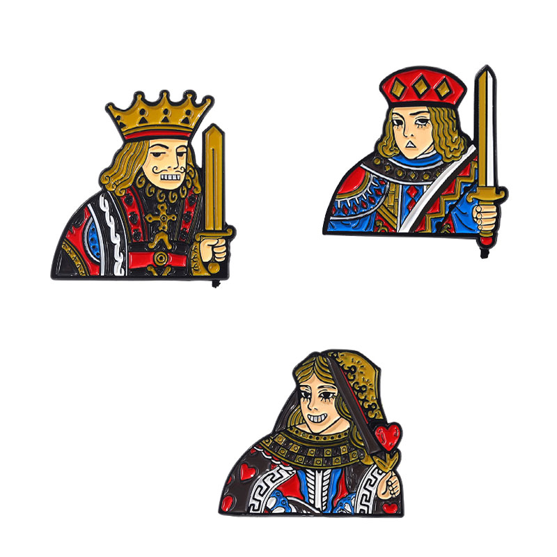 

Funny Playing Card Enamel Pins King Clothes Badge Mens Backpack Hat Lapel Pin Metal Brooches