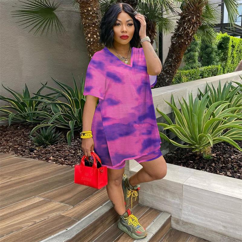 

Women' Tracksuits Summer Tie Dye Print 2 Piece Set For Women Tracksuit Short Sleeve T-Shirt Top And Biker Shorts Sets Casual Joggers Sweats, Green