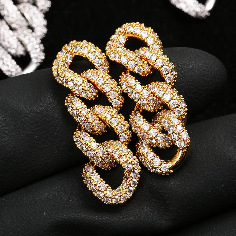 

Stud Hip Hop Claw Setting Cubic Zirconia Bling Out Cuban Link Chain Tassel Earring For Men Rapper Jewelry Drop StudStud