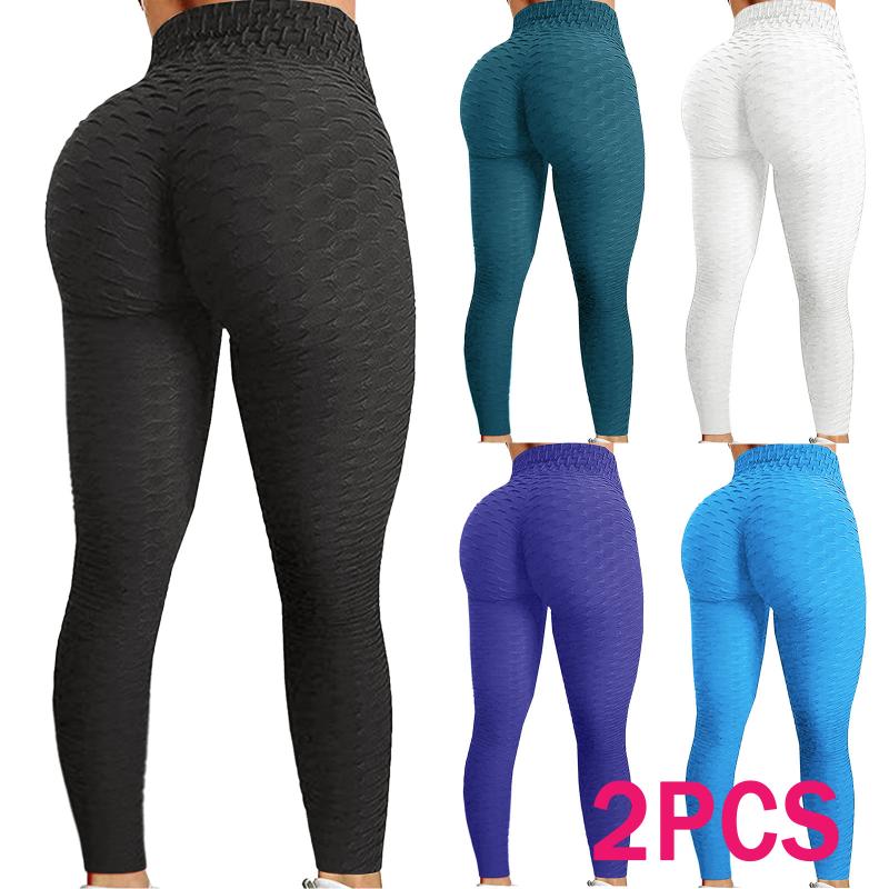 

Yoga Outfit Women Bubble Hip Lifting High Waist Pants Tummy Control Stretchy Workout Leggings Running Fitness Gym Sport TightsYoga