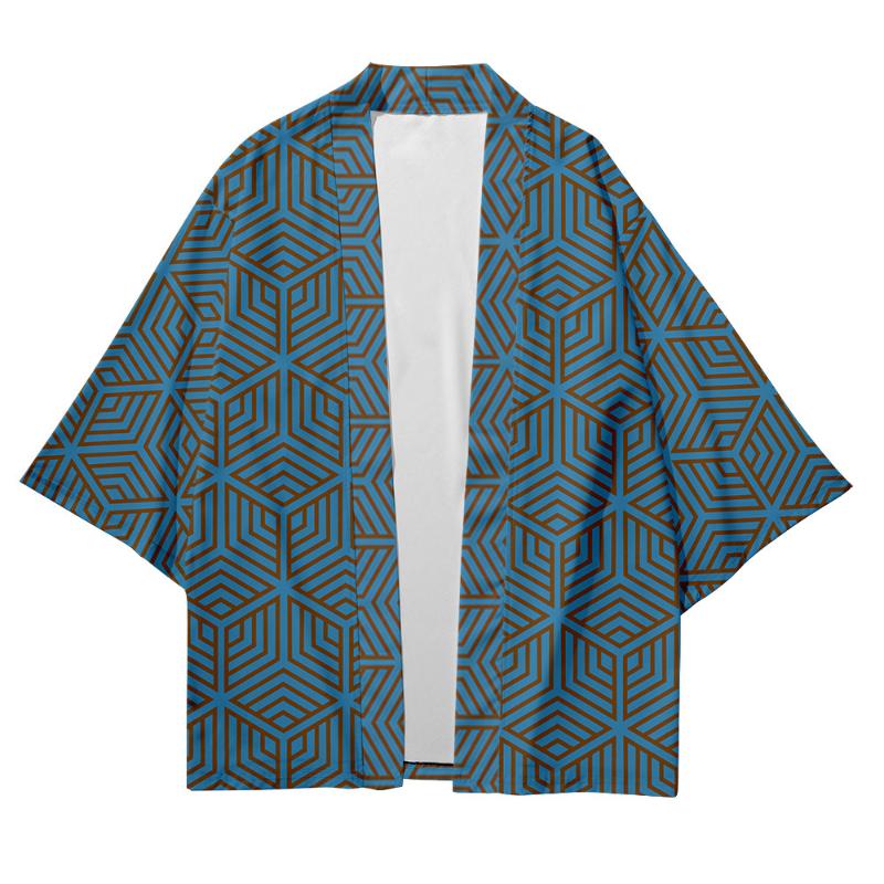 

Ethnic Clothing Streetwear Men Women Cardigan Haori Yukata Tops Robe Clothes Plus Size Fashion Geometric Patterns Beach Japanese Style Kimon