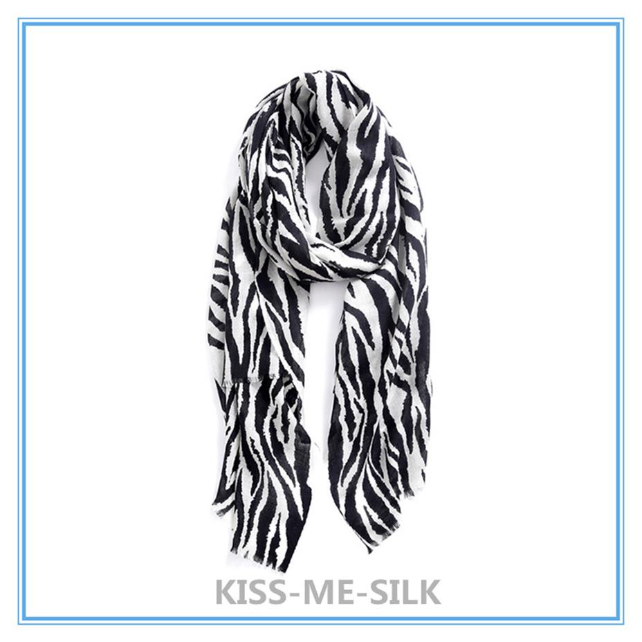 

KMS Black and white zebra stripe wool scarf shawl thin all-match scarf shawl dual-use for Women 200 70CM 110G193N