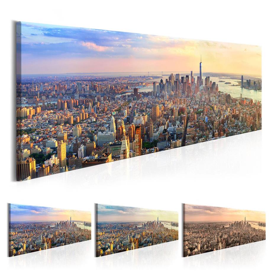 

Unframed World Art Canvas Prints New York City Oil Painting Building Picture Wall Art Decor Knife Painting Printed On Canvas282h