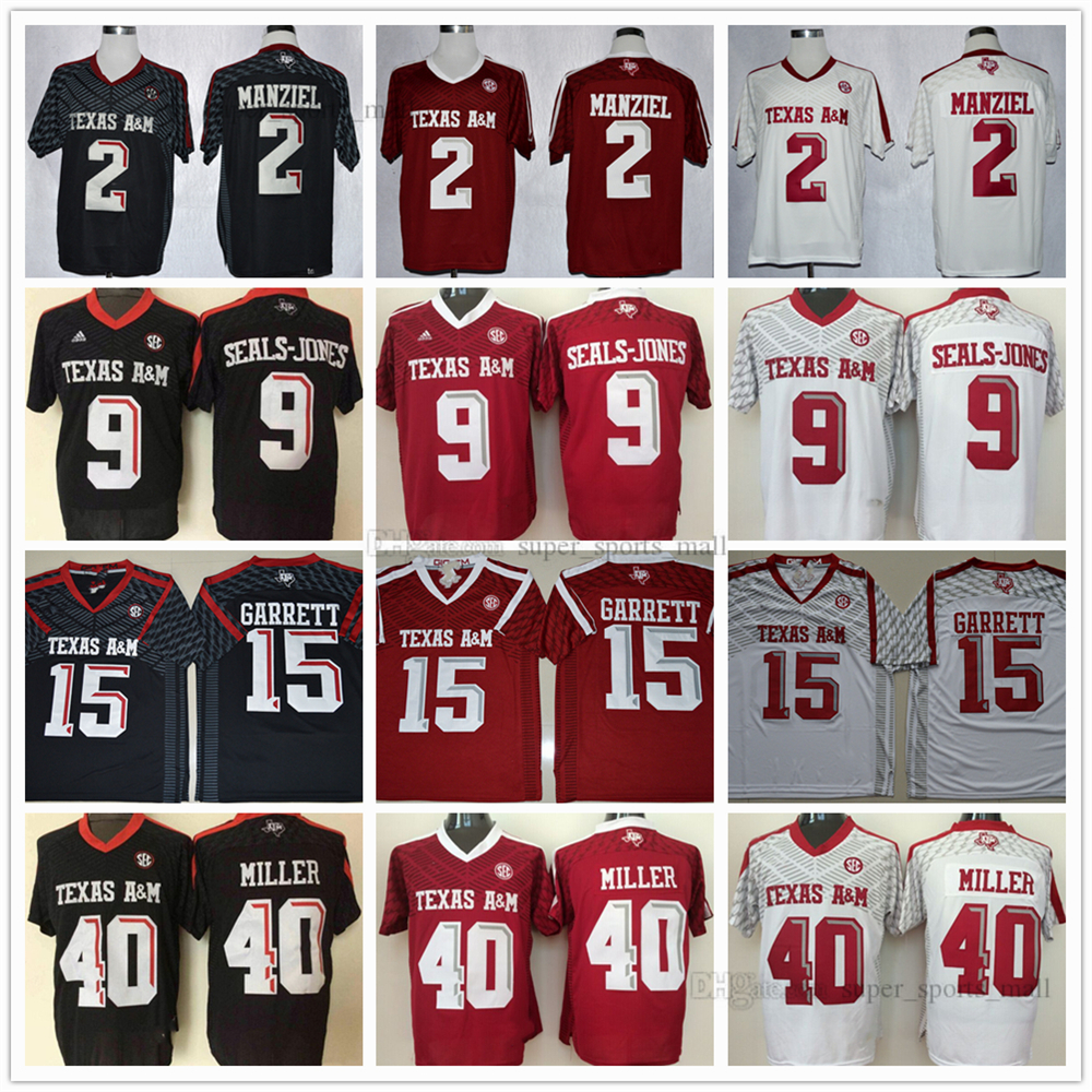 

NCAA Texas A&M Aggies #40 Von Miller Jersey Red Black White 2 Johnny Manziel 9 Ricky Seals-Jones 15 Myles Garrett College Football Stitched Jerseys, As picture