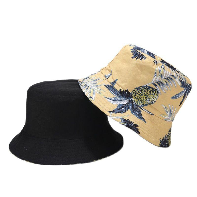 

Berets Cotton Pineapple Print Bucket Hat Fisherman Outdoor Travel Sun Cap Hats For Men And Women 354, Blue