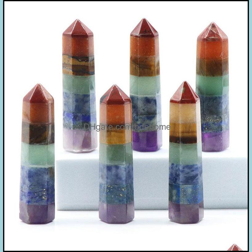 

Stone 13X48Mm 7 Chakra Hexagonal Column Natural Crystal Mosaic Craft Gift Yoga Hand Play Odornment Decoration Drop Deliv Bdehome Dhb31