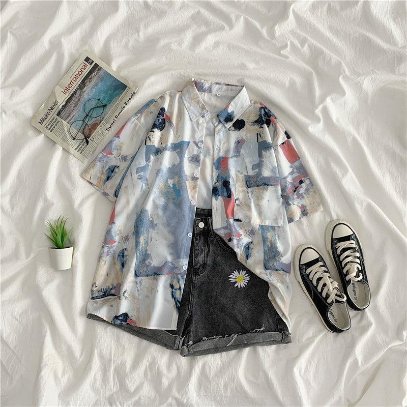 

Women's Blouses & Shirts Women Shirt Blouse Loose Women's 2022 Summer Short Sleeve Large Size Printed Blusas MujerWomen's, 9417