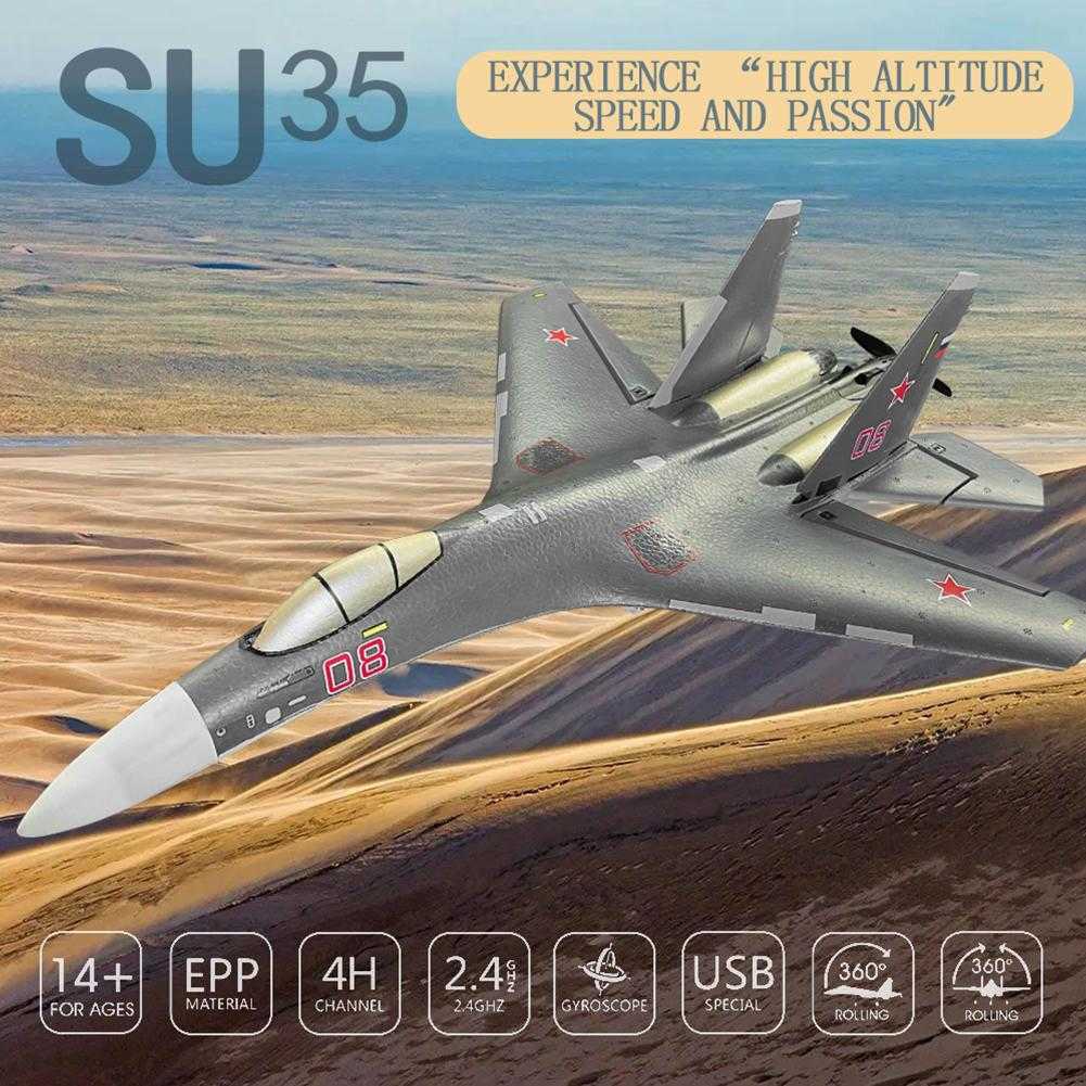 2.4G Remote Control Glider Six Axis Gyro Fixed Wing 6D Inverted Flight LED Night Fly Model Aircraft SU35 kids Toy-image-768746791
