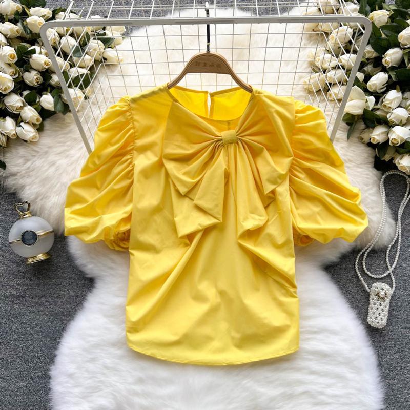 

Women's Blouses & Shirts Woman Top With Puffy Sleeves Vintage Puff Blouse Butterfly Tops For Girls White Shirt Women Korea Celebrity DropWom