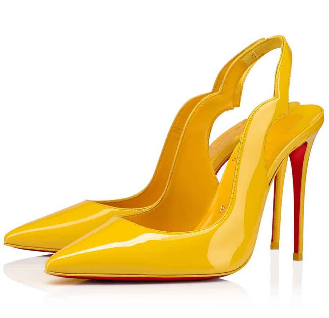 

Sexy Summer Hot Chick Sling Sandals Shoes Women Red Bottms Pumps Ankle Strap V-shaped NudeBlack Patent Leather Lady High Heels