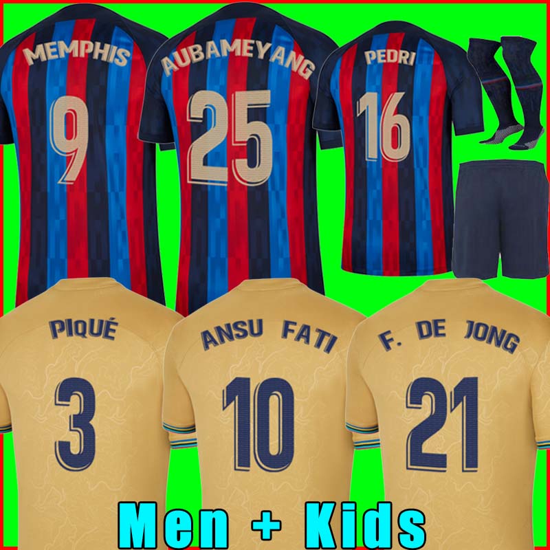 

ANSU FATI Camisetas de football soccer jersey 21 22 23 MEMPHIS PEDRI Kun Aguero ADAMA FERRAN 2021 2022 2023 barcelonas GRIEZMANN F. DE JONG DEST shirt men kids kit, 21/22 men third + patch1