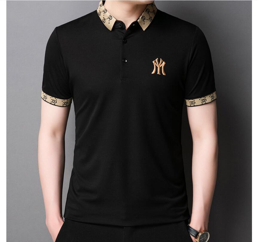 

2022 Men's T-Shirts summer men short-sleeved T-shirt fashion trend POLO shirt men's ice silk fashion slim lapel T-shirt, W2