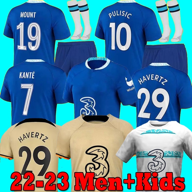 

CFC soccer jerseys LUKAKU PULISIC ZIYECH HAVERTZ KANTE WERNER CHILWELL MOUNT JORGINHO 2022 2023 Mendy football shirt 22 23 home AWAY men kids S-4XL, Home kids