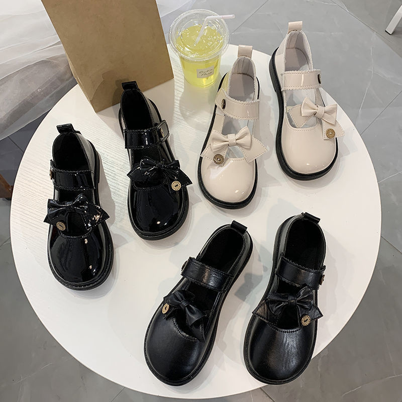 

Sepatu Mary Jane untuk Wanita Pantofel Tali Gesper Platform Kulit Paten Ikatan Simpul Ujung Bundar Manis Lucu Kasual Modis Datar Lolita 220614, Black matte