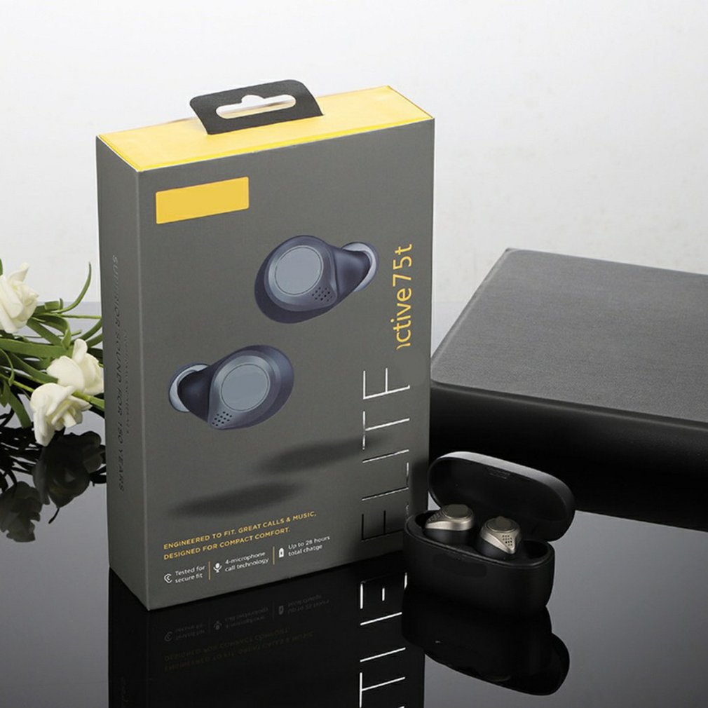 

High quality Jabras Elite 75t Wireless Bluetooth Earphones for Sports and Music Support Ipx55 Dustproof and Waterproof earbuds, Gold