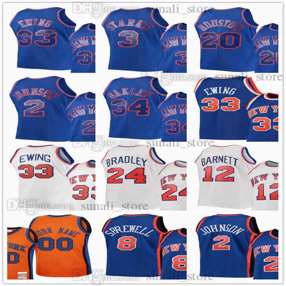 

Retro Basketball Patrick Ewing 33 Jerseys Walt Frazier 10 John Starks 3 Larry Johnson 34 Latrell Sprewell 8 Nate Robinson 4 Dick B221i, New black