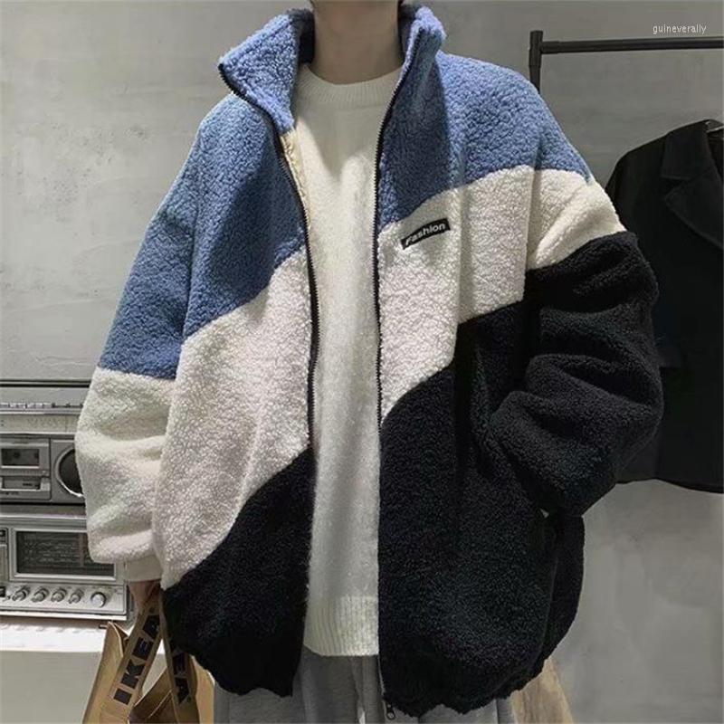 

Men's Down & Parkas Autumn Winter Men Coats Fashion Warm Lamb Wool Coat Cotton Clothes Male Loose Stand-up Collar Zipper Tops 2022 Guin22, Blue coats