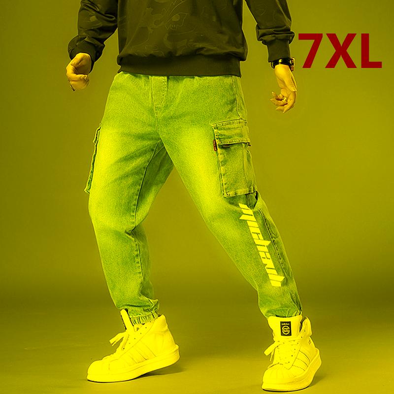 

Men's Jeans Blue Baggy Men Denim Pant Fashion Harajuku Skateboard Harem Pants Elastic Waist Big Plus Size 7XL Trousers HX537Men's