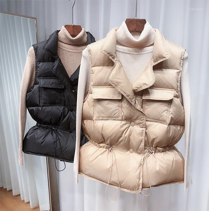 

Women' Vests 2022 Light Down Vest Women Short Windproof Lightweight Warm Waistcoat Female White Duck Coat Sleeveless Luci22, Black