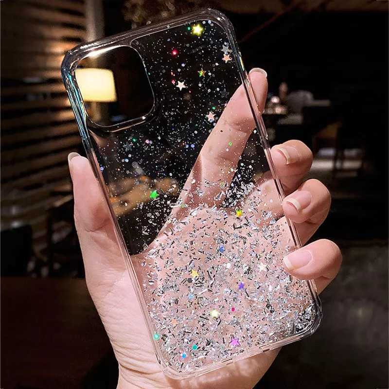 Bling Glitter Cell Phone Cases For iPhone 11 12 13 Pro Max XR XS X 7 8 6S Plus Soft Silicone Transparent Back Cover-image-607206409