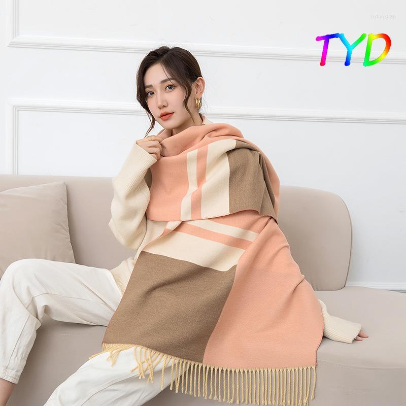 

Bandanas Fashion Autumn Winter Warm Cashmere Scarves Dot Pattern High Quality Long Tassels Women Thicken Wrap Shawl Ladies Wool PashminaBand