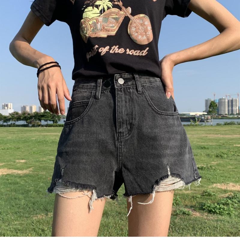 

Women' Jeans Women 2022 Summer Fashion High-waisted Denim Shorts Female Loose Wide-legged Ladies Thin Ripped Y52, Heihuise