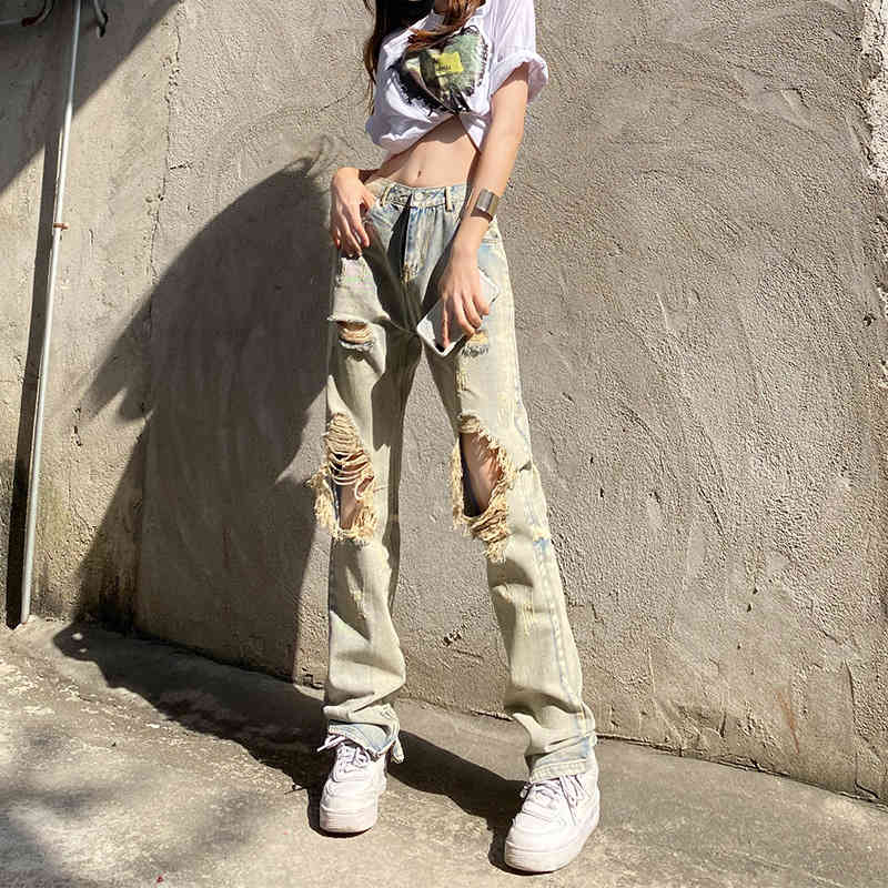 

Beaver house # street jeans women 2022 new spice girl high waist slim ins fashion nostalgic pierced pants, Nostalgic convention