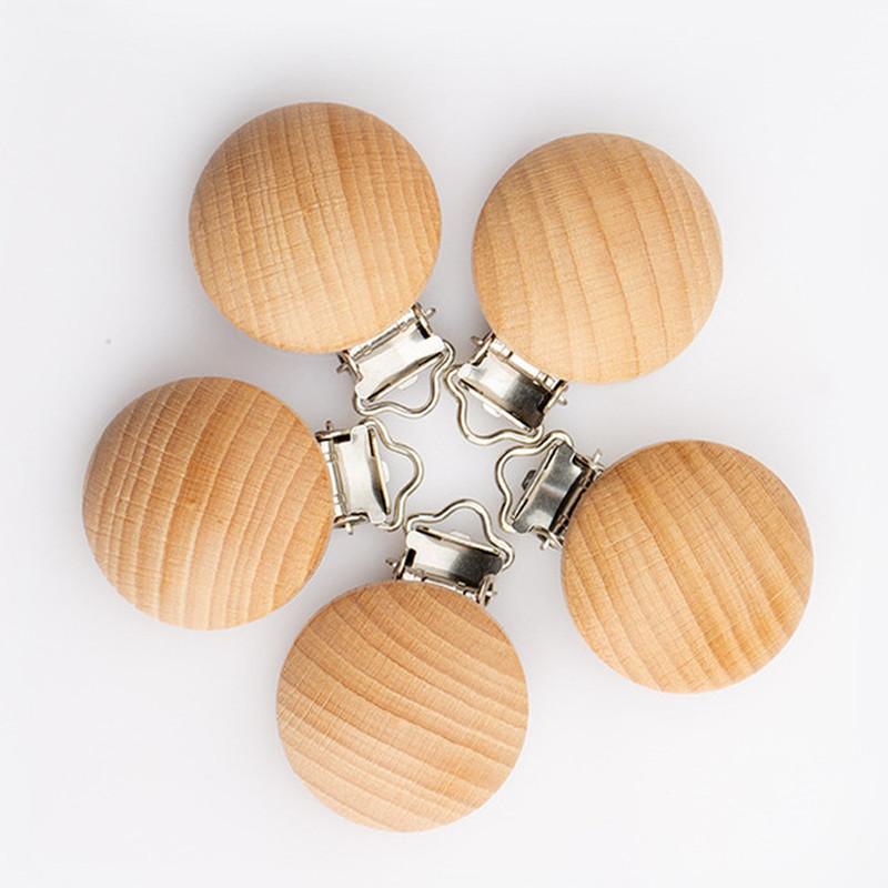 

Pacifiers# 1/5pcs Baby Pacifier Clips Metal Wooden Holder Infant Nipple Dummy Clip Beads Soother Teether Feeding Care