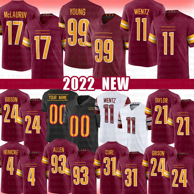 

99 Chase Young Carson Wentz Commanders Football Jersey Jonathan Allen Terry McLaurin Sean Taylor Antonio Gibson Washingtons John Riggins Kamren Curl Montez Sweat, Black