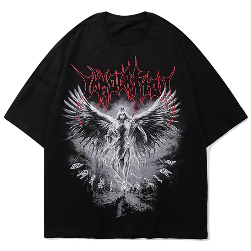 

Men' T-Shirts Y2k Gothic Punk Style Men T Shirt Clothes Harajuku Oversized T-shirt Top Tee High Street Hipster Summer Streetwear Anime Clot, Black