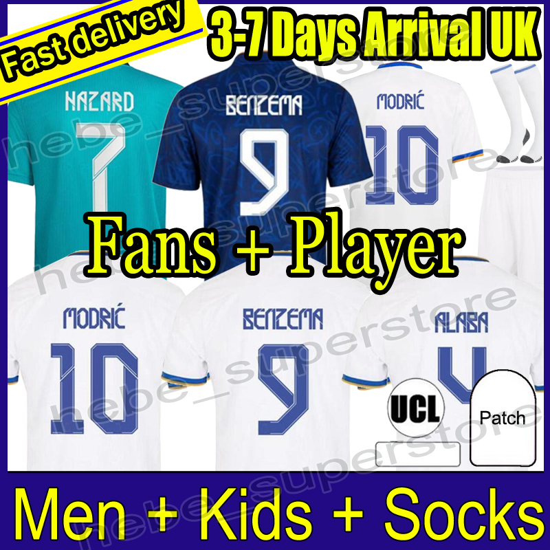 

S-4XL Jerseys 21 22 soccer football shirt CAMAVINGA ALABA HAZARD BENZEMA ASENSIO MODRIC MARCELO VALVERDE camiseta men + kids kit + socks 2021 2022 uniforms fourth 999, 21-22 kids
