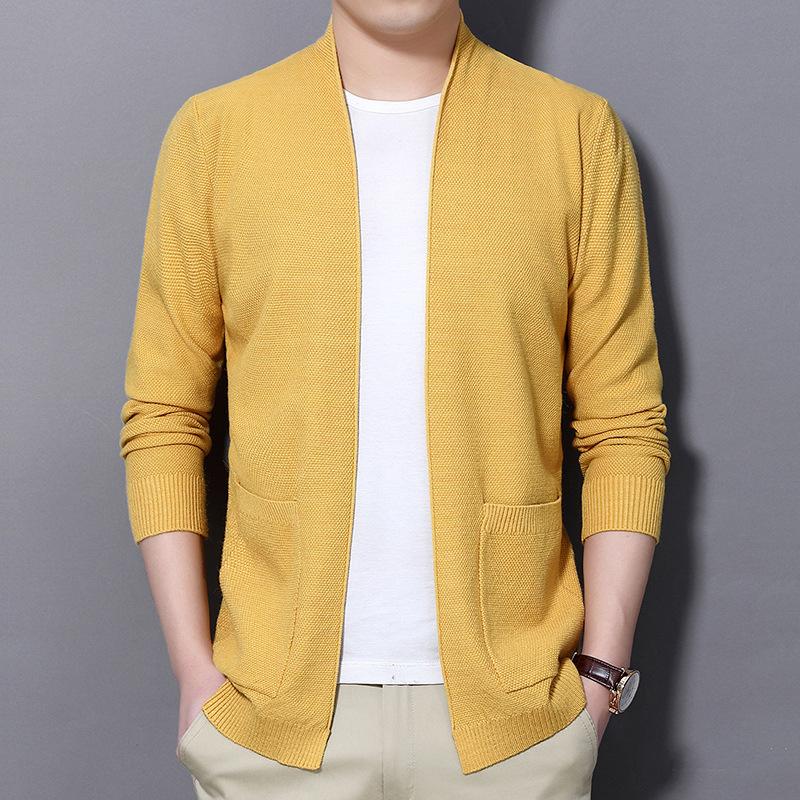 Pulls pour hommes Hommes Cardigan Mode Habiller Tricots Pull Hommes Printemps Automne Mince Solide Sweatercoat Col V Casual Mâle Tricoté Cardigan