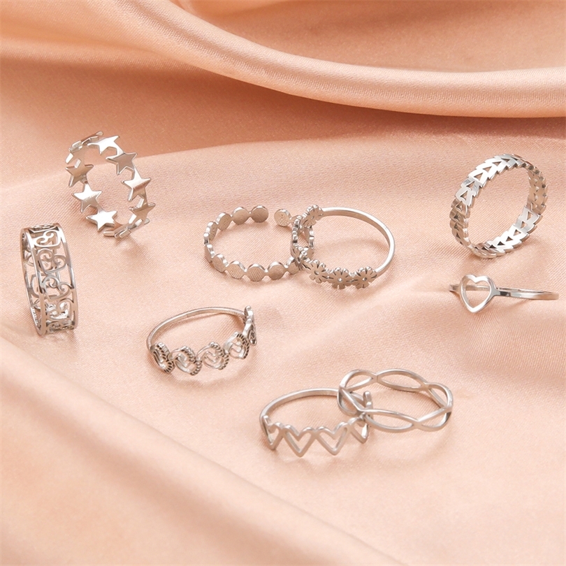 

Stainless Steel Womens Ring Simple Heart Butterfly Moon Phase Geometric Finger Rings Wedding Gift for Lover Wholesale 220728