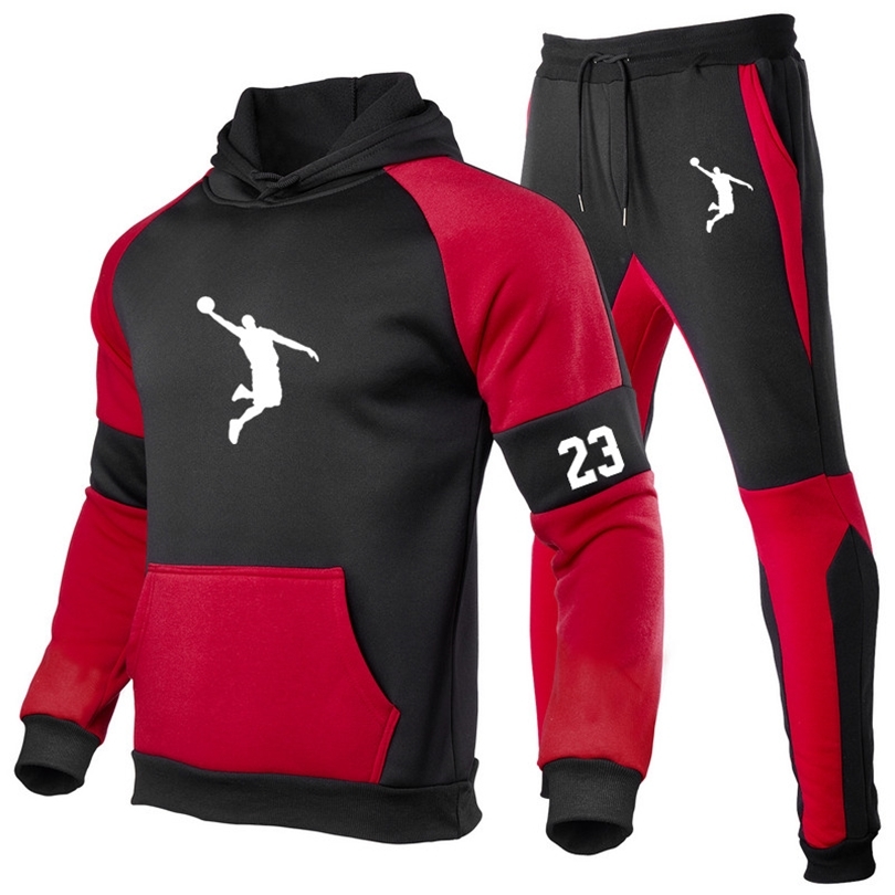 

mens hoodie sweatpants 2piece set autumn and winter warm hooded sportswear basketball sportswear casual sports suit 220817, Hon