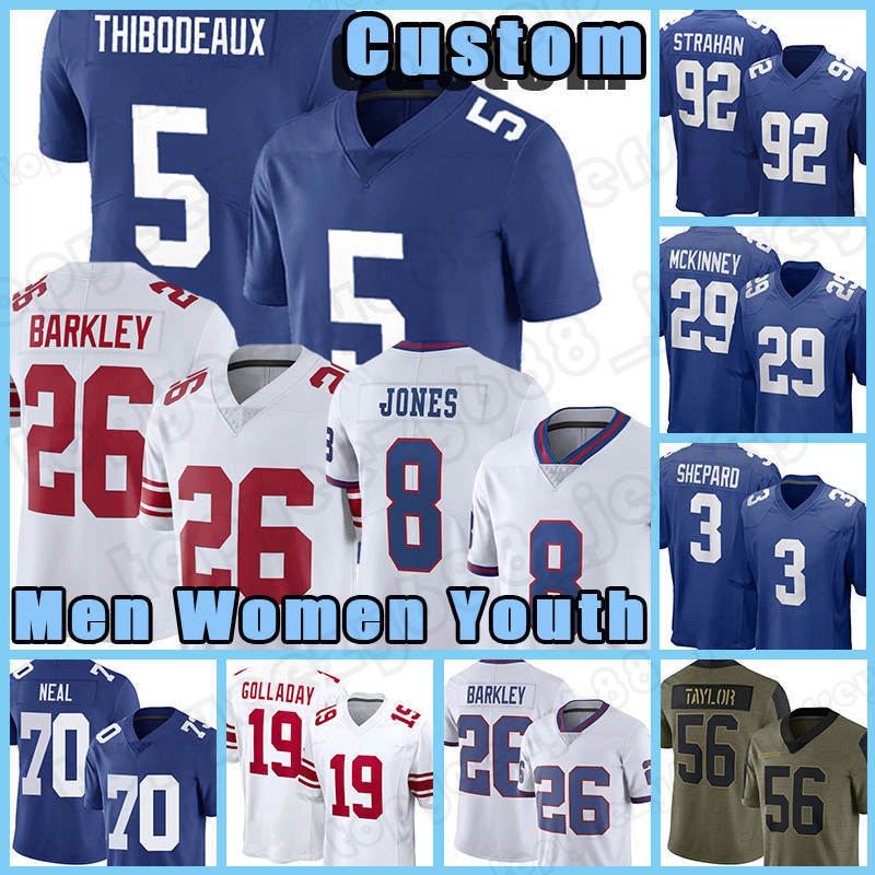 

5 Kayvon Thibodeaux Custom 26 Saquon Barkley Football Daniel Jones Evan Neal Jersey Kenny Golladay Lawrence Taylor Kadarius Toney Eli Manning Shepard, Custom youth(j r)