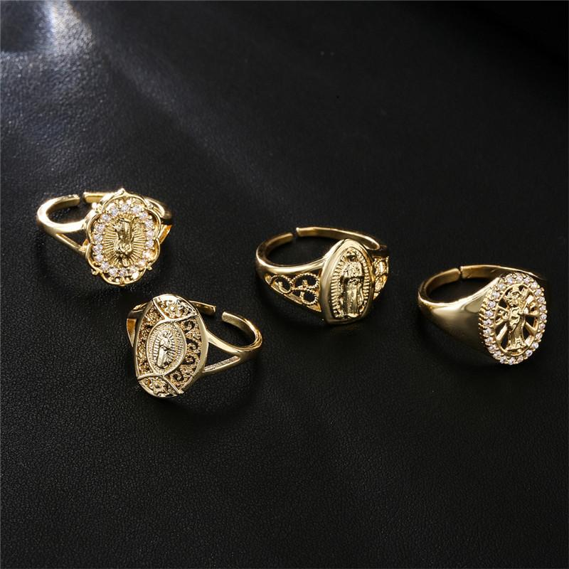

Wedding Rings VAGZEB Religious Gold Color Virgin Mary For Women Men Punk Vintage CZ Stone Ring Hip Hop Christian Jewelry Gifts