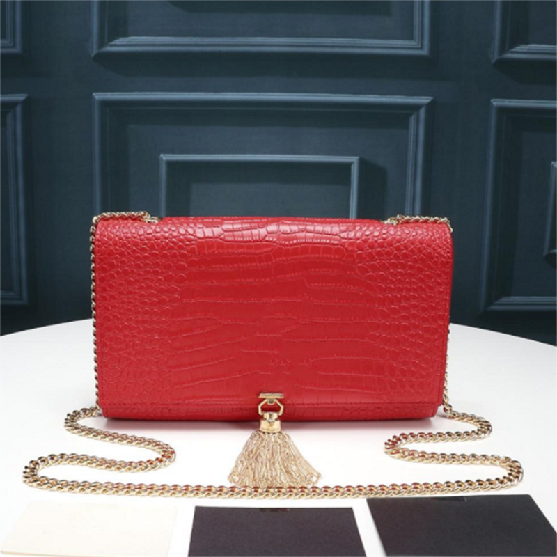 

Top quality Designer shoulder bags women Alligator Leather chain purse high quality stuff, Red