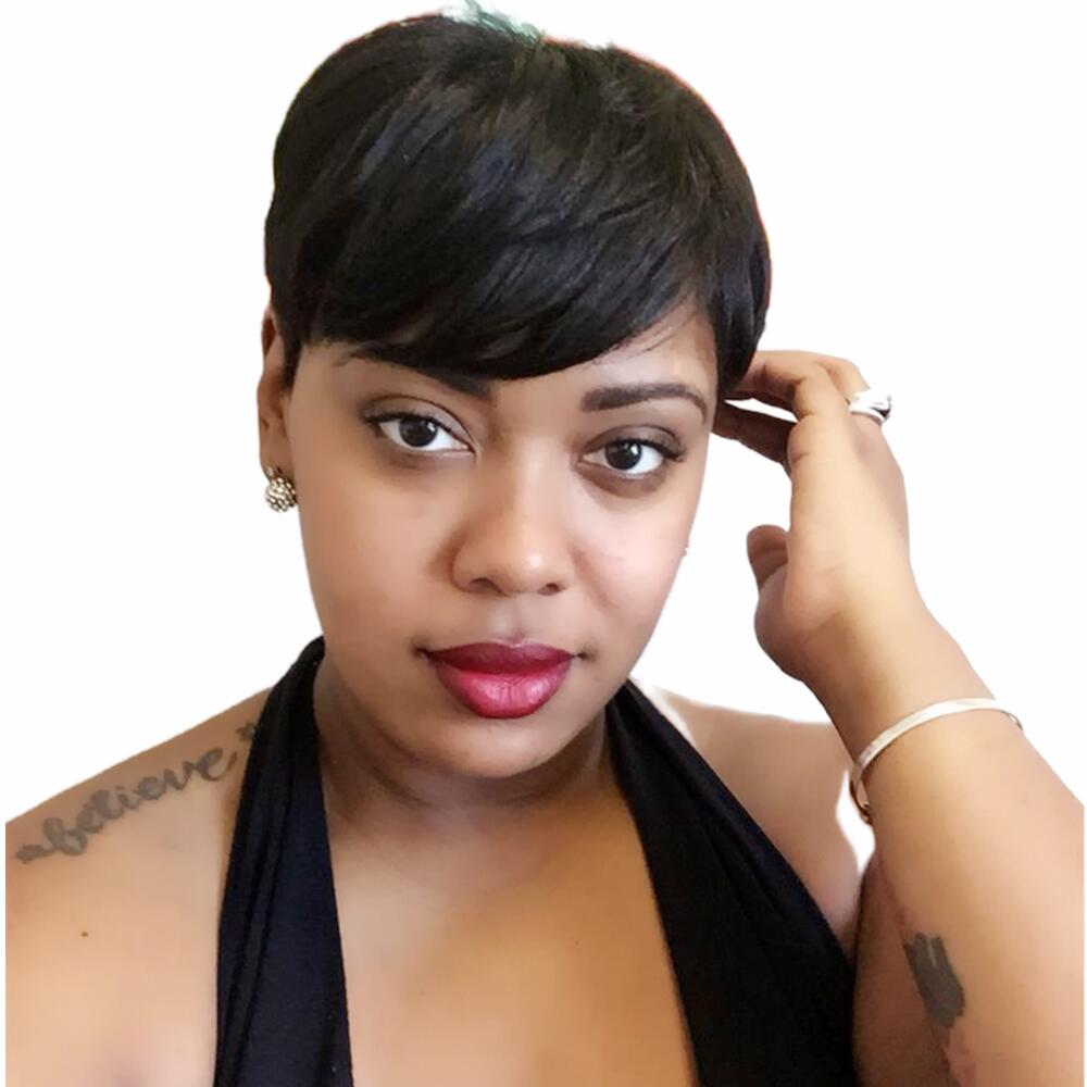 

Pixie Wigs for Black Women Human Hair Machine Made Short Layered Cut Wig with Bangs 1B Color, Natural color