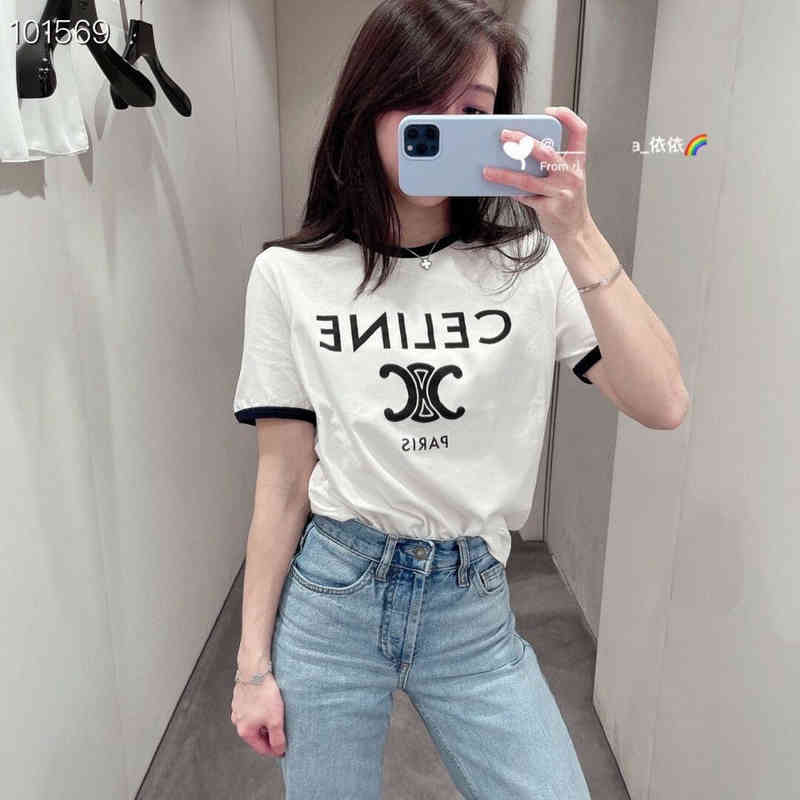 

men' t-shirts [Celina Arc de Triomphe letter print t]22 spring and summer new CE home simple short sleeve t-shirt female, White