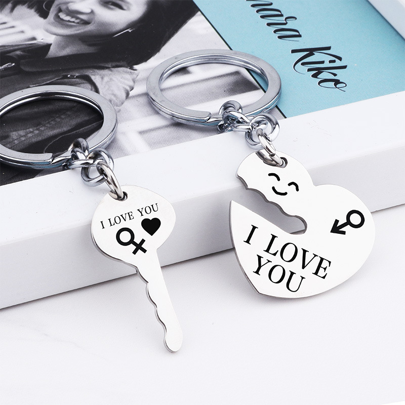 

Wedding Advertising Gift Key Chain Smile Love Metal Couple Stainless Steel Keychain