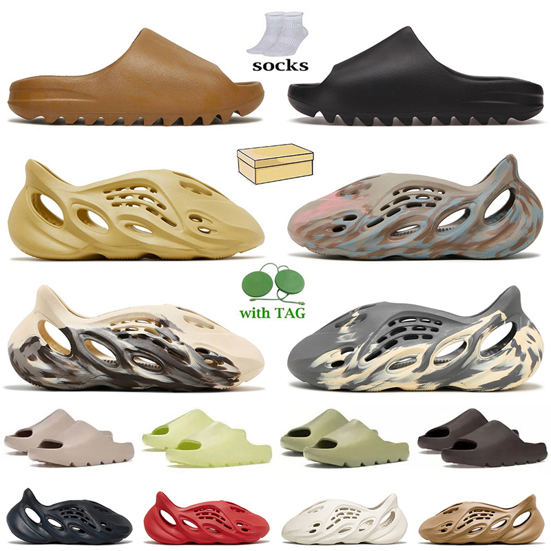 Yeezy Foam Runner Slides Sandals Women Mens Designer Slippers Size 36-47 With Box Socks Ochre Onyx Sulfur Cream Clay Moon Grey Resin Sneaker Runn